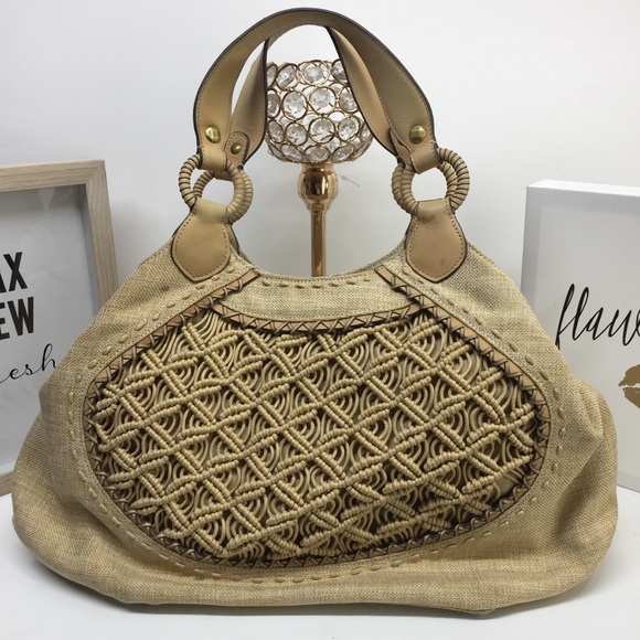 Cole Haan Woven Beige Canvas purse - Picture 2 of 15